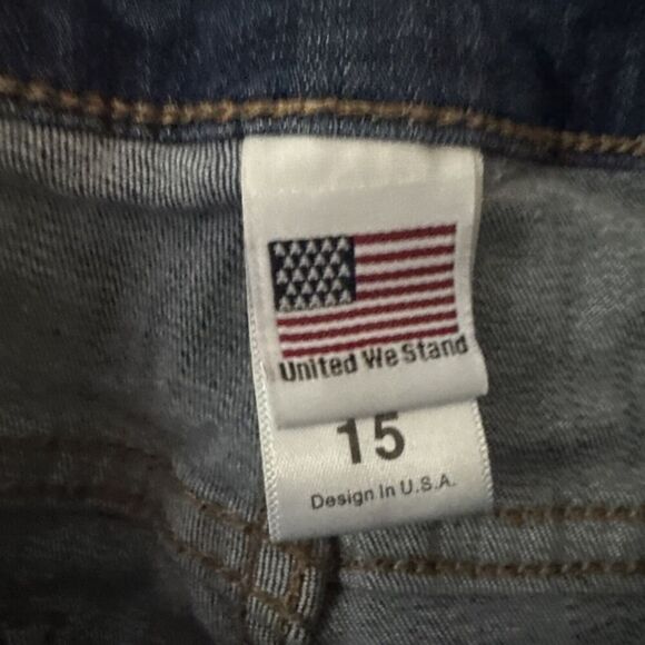 United We Stand Fringed Distressed Jeans Jr Womens Sz 15 USA Festival Boho Denim - Picture 5 of 14